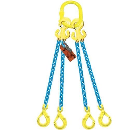 Grabiq Quad Leg 3/8 in Adjstbl Chain Slng TG4-GBK, 12ft L, 22900lb WLL G-3/8-TG4-GBK-12